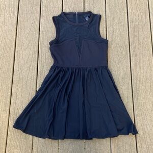 H&M Women’s Black Dress Sleeveless, High Neck, Low Cut Mesh, Short Size 8